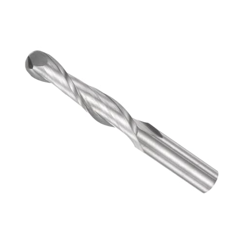 Image of Ball Nose End Mill, 2 Flute 0.24 inch Diameter 1.1 inch Cutting Length, High Speed Steel CNC Spiral Milling Cutter - (Applications: for Steel Milling)