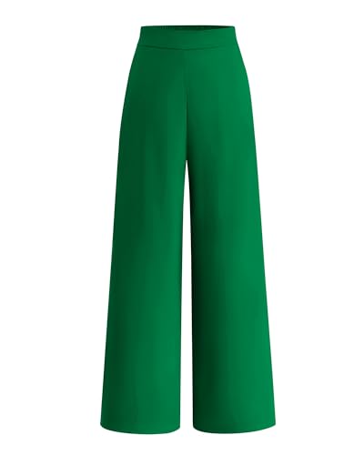 BTFBM Women High Waisted Wide Leg Pants Spring 2026 Business Casual Work Pants Loose Office Palazzo Trousers Pockets(Green, 18)