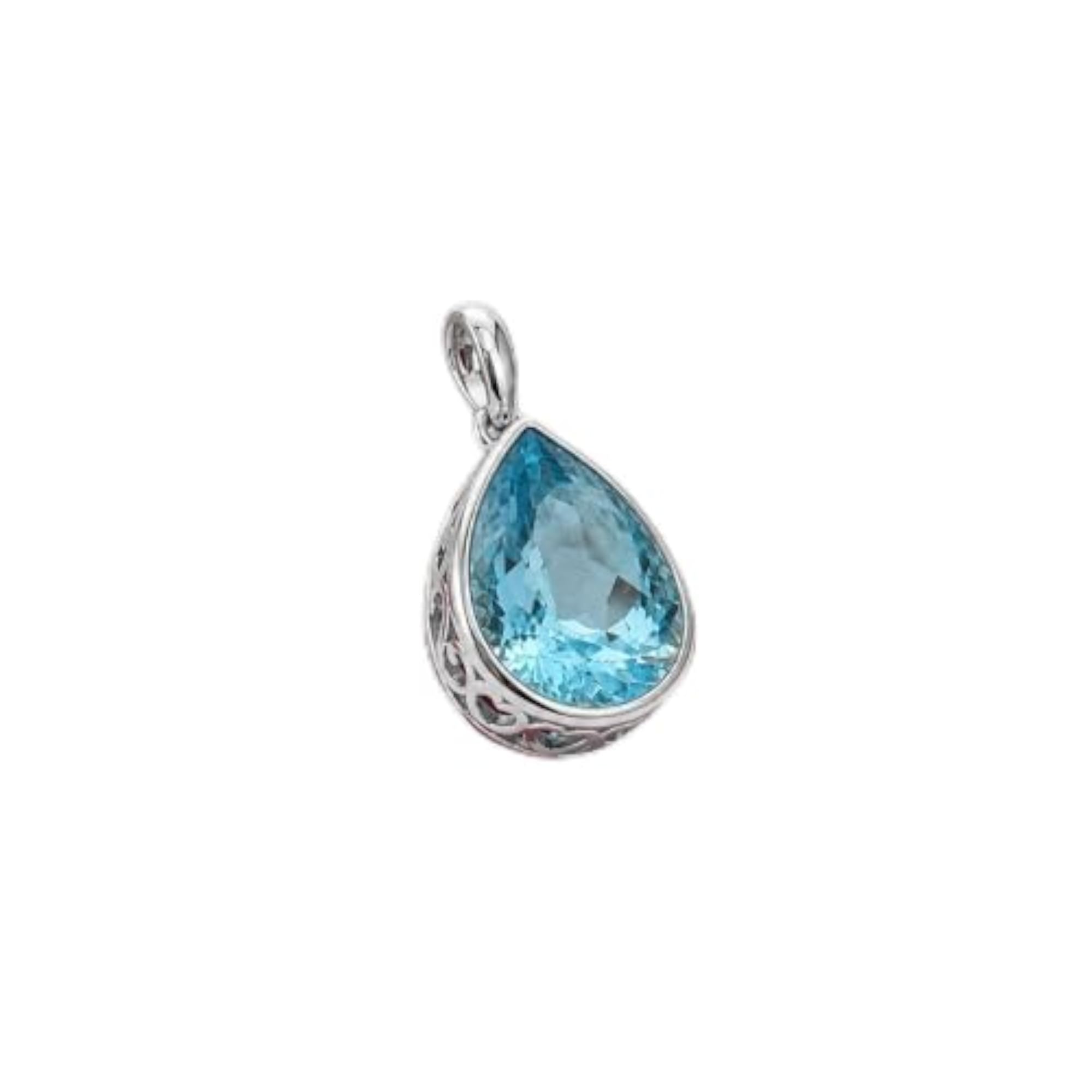Sterling Silver 925 Blue Teardrop Pendant for Women, Multicolor