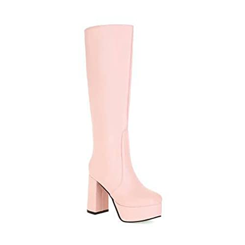 Bottes hautes au genou à zip latéral pour éviter les talons instables