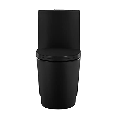 Image of St. Tropez One Piece Elongated Toilet Dual Vortex Flush 1.1 /1.6 gpf with 10 inch Rough-In, Matte Black