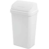 Orsd5D4ite 13 Gallon Trash Can, Plastic Swing Top Kitchen Trash Can, White