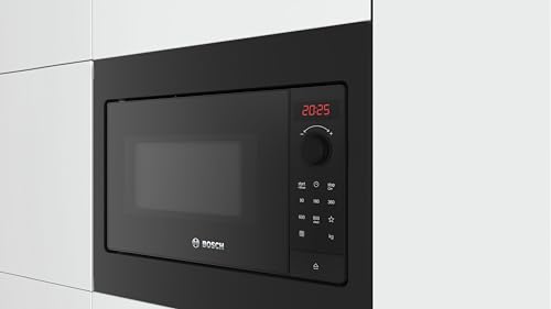 Bosch BFL523MB4 Serie 2 Einbau-Mikrowelle, 38 x 50 cm, 20 L, 800W, Drehteller 27 cm, AutoPilot 7 Programme, LED-Display, QuickStart, hydrolytische Reinigung, Schwarzglas 3