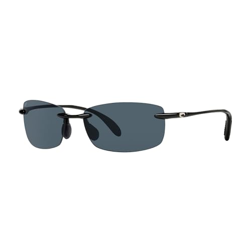 Costa Del Mar Sunglasses for Men - Ballast Mens Polarized Sunglasses - Fishing, Boating & Beach UV Protection - Size 60 - Shiny Black/Gray 580P