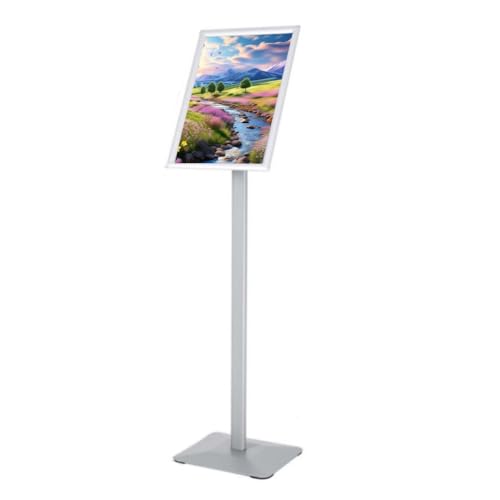 Support porte-affiches robuste argenté anti-basculement avec pied réglable A3