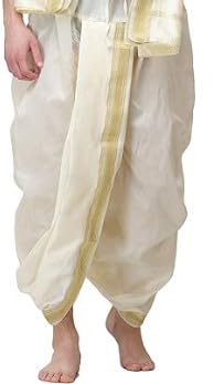 Image of Traditional Fancy Men's Silk Dhoti with Paithani Zari Border, 4 Meter