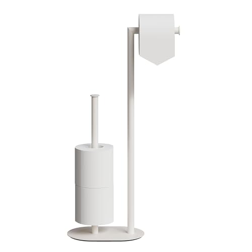 BVL Portarrollos de papel higiénico de pie, color blanco mate, acero inoxidable, soporte para papel higiénico de pie, soporte para papel higiénico independiente, soporte para rollos de papel higiénico