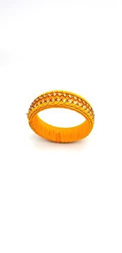 Lightweight Yellow Silk Thread Bangle For Girls For Any Occasion, Festival. (Size 2.2) #TOP3