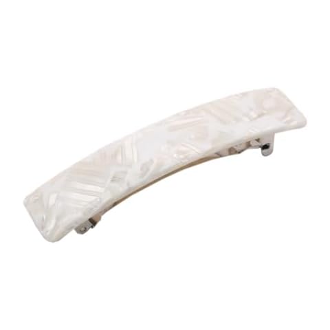 French Amie Oblong 3.5" Celluloid Handmade No Slip Hair Clip Barrette for Women, Made in France (Frost White) Cover