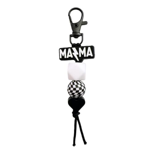 Jgrprlq Mama Keychain Checkered Black Mom Key Ring for Car Keys Purse Backpack Mom Birthday Gifts Mothers Day Gift