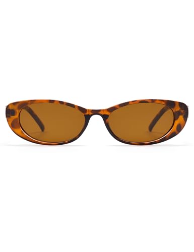 Retro Oval Sunglasses for Women with Small Faces, Vintage Cat-Eye Sun Glasses with Gold Accents AP3754
