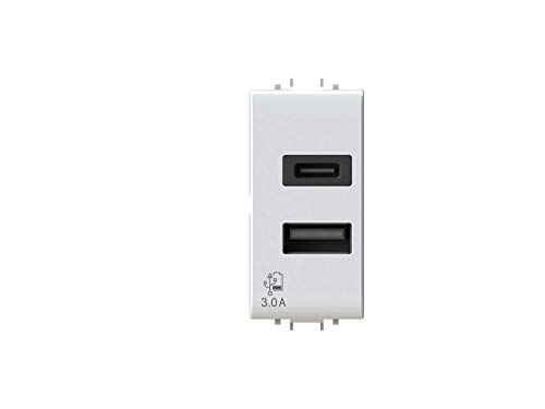 Connecteur type A et type C bloc alimentation USB 3.0 3A compatible Gewiss Chorus