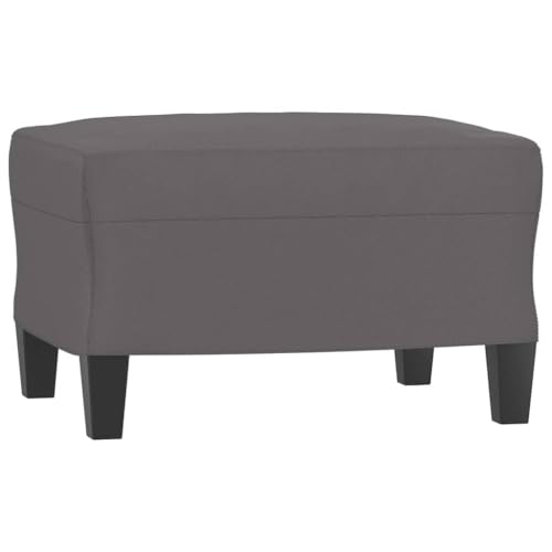 vidaXL Sofagarnitur 3-TLG., Sessel Couch mit Kissen Fußhocker, Sofa Wohnzimmersofa mit Armlehnen, Couchgarnitur Designsofa Sitzmöbel Polstermöbel, Grau Kunstleder – Bild 8