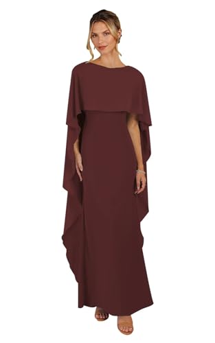 HEWEIGUI Mermaid Mother of The Bride Dresses with Cape Chiffon Formal Dress for Women Wedding Guest WHC092