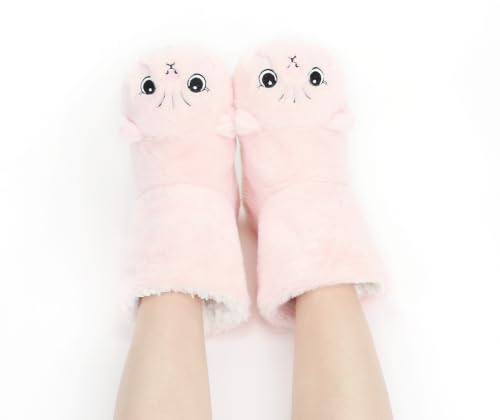 Image of DICUIRD Womens Slipper Socks Comfy&Warm Animal Non-Skid Bedroom Slipper Booties
