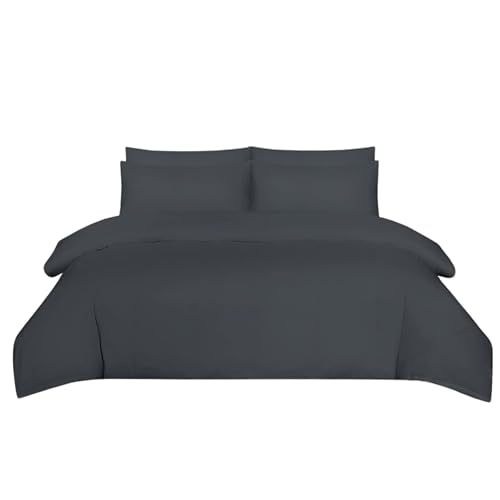 Ev Dekor® Duvet Cover Sets Charcoal - Soft Microfibre Polyester Single Duvet Cover with Pillow cases - Bedding Quilt Cover Set
