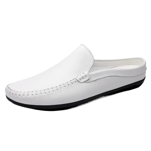 Round Toe Solid Color Faux Leather Half Loafers Shoes Comfortable Anti-Slip Lightweight Wedding Slip-on