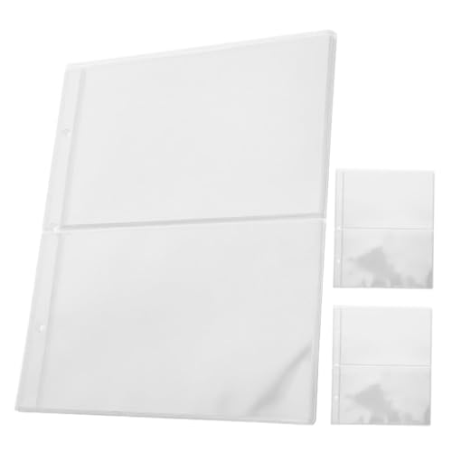 Uonlytech 3 Hole Banknote Collection Album Pages Money Sleeves Plastic Photo Album Inserts Binder Sheets for Currency Stamps Cards