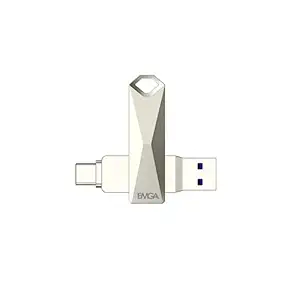EMGA Delivering Innovation Emga Delilvering Innovation Dual Drive Otg Usb 3.2 Gen2 Type A & C Pendrive For Laptop/Desktop, Tablet & Mobile (Silver, 64Gb) (64 Gb)