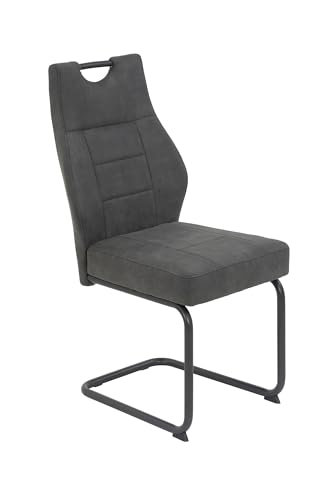 Hela Tische, 1ner Pack Esszimmerstuhl Schwingstuhl Linda, Vintage Anthrazit, Rundrohgestell grau, Komfortsitz Federkorb, 140kg belastbar