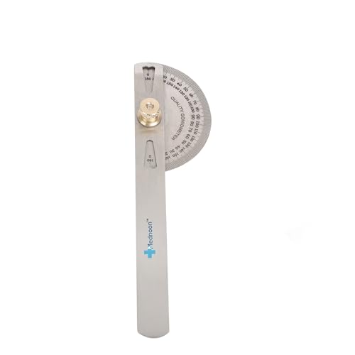 Image of Goniometer Set | Stainless Steel | with Carrying Case | Physical Therapy Assessment Kit | 3 Goniometer (Small, Medium And Large) Triangular Hammer, Measuring tape and Tunning Fork (512HZ) |