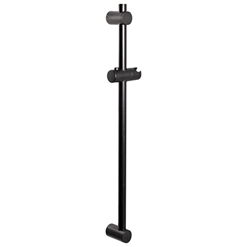 bremermann Barra de ducha de acero inoxidable 71,5 cm, incluye guía de ducha de cono, orificio superior variable, color negro Cover