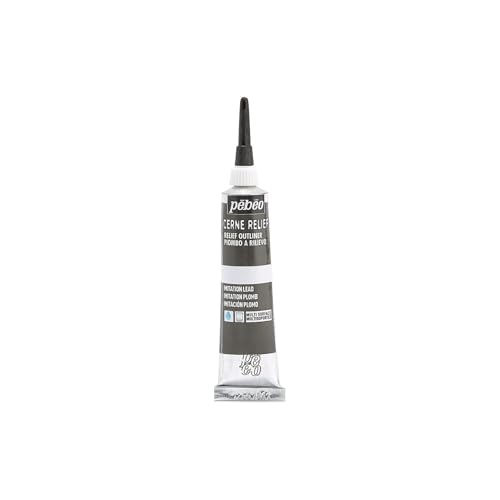 Pebeo Vitrail Cerne Relief Dimensional Paint 20 ml Tube with Nozzle - Imitation Lead (Packaging May Vary)