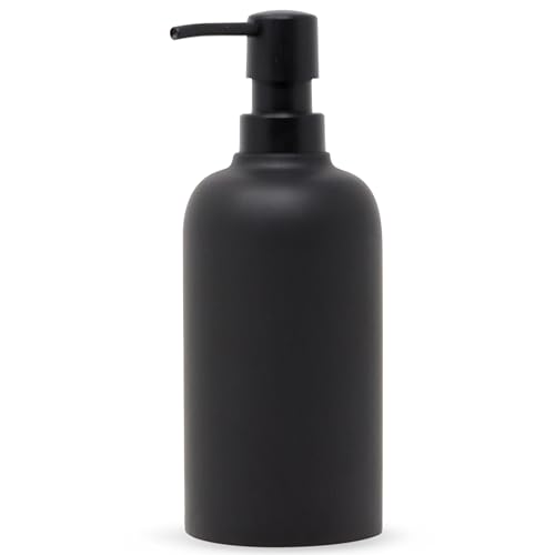 Yew Design Matte Black Soap Dispenser for Bathroom 15oz Round Rustproof Liquid Hand Dish Soap Dispenser Pump for Kitchen Sink Countertop and Bathroom