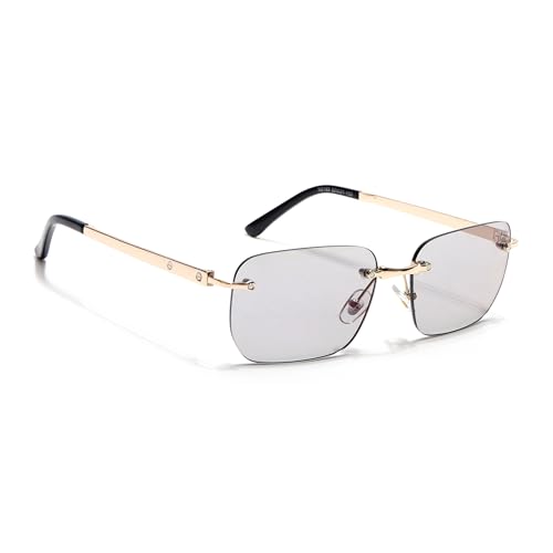 Image of Voyage Rimless Polarized Sunglasses for Men & Women (Black Lens | Black Frame - MG7601)