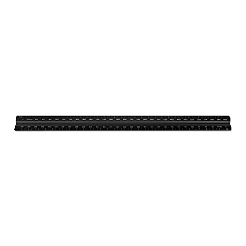 Image of Alumicolor Aluminum Engineer Metric Solid Drafting Scale, 30 Centimeter, Black