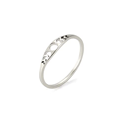 Amaxer Minimalist Phase of the Moon Rings Women Stainless Steel Moon Phase Ring Geometric Crescent Moon Finger Ring Gifts (silver 9)