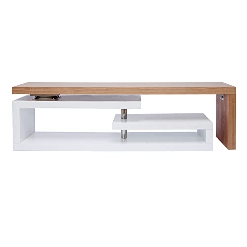 Miliboo Mueble TV de diseño modulable Blanco y Madera MAX