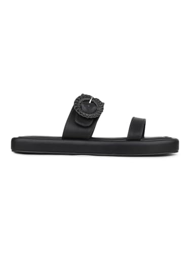 Image of Inc.5 Womens Black Solid Open Toe Casual Slip-on Flats Slide Sandal