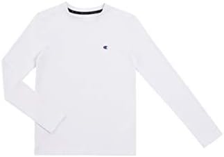 Champion Heritage Boys Base Layer Athletic Long Sleeve Cold Gear T Shirt Top Kids Clothes (Medium, White)