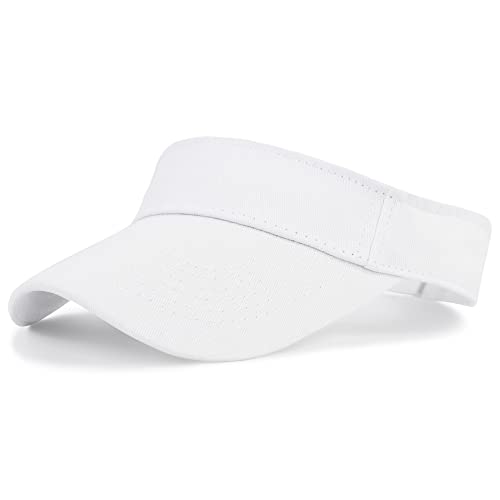 Zando Womens Visor Hats Unisex Sun Visors For Women Men Adjustable Sports Cap Golf Tennis Visors Sun Protection Hat Outdoor Beach Hats For Women Summer Running Hat White & Black One Size #TOP2