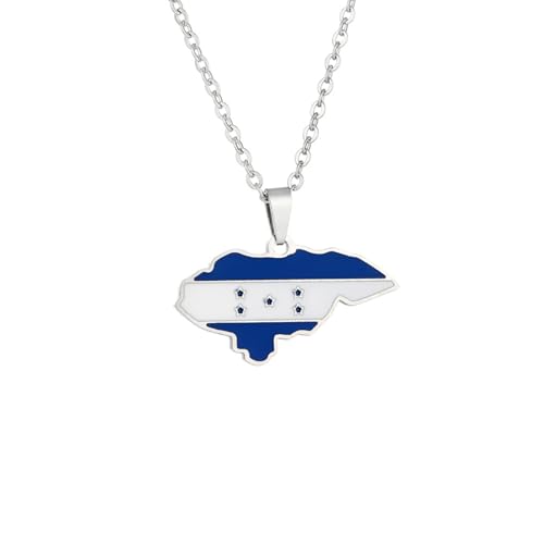 Macracrua Collier léger avec pendentif carte du Honduras en acier inoxydable - Bijou unisexe minimaliste, 60cm Chain, Acier inoxydable, Pas de pierre précieuse