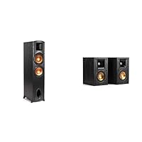 Klipsch Synergy Black Label F-300 Floorstanding Speaker, Black &amp; Synergy Black Label B-100 Bookshelf Speaker Pair, a 4” High-Output Woofer and a Dynamic, in Black