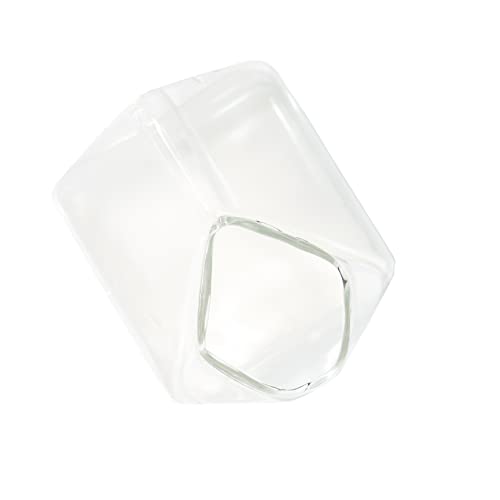 Kawaii Glass Milk Carton Cup Clear Cute Milk Cup Mini Creamer Pitcher Container Microwavable 12 Oz, 1Pcs(Peach)