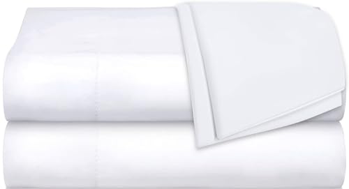 Flat Sheets 2 Pack - Hotel Quality Flat Bed Sheets - Brushed Microfiber - Ultra Soft & Breathable - Wrinkle-Free - Easy Care - Flat Sheets Only (White, Twin)