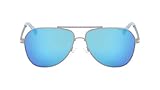 Nautica Men's N4636SP Aviator Sunglasses, Matte Silver/Blue Mirror Polarized, 60 mm