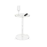 Modern Round Acrylic End Table, 9.8' Clear Cocktail Table Multipurpose Side & Coffee Table for Living Room, Bedroom, Office, or Outdoor Use; Space-Saving Design Ideal as Bar or Accent Table