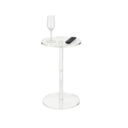 Modern Round Acrylic End Table, 9.8" Clear Cocktail Table Multipurpose Side & Coffee Table for Living Room, Bedroom, Office, or Outdoor Use; Space-Saving Design Ideal as Bar or Accent Table