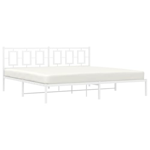 Bettgestell mit Kopfteil Metall Weiß Bett Multifunktionsbett Multifunktionsbett Geeignet für Hotel und Studios 200x200cm – Bild 5