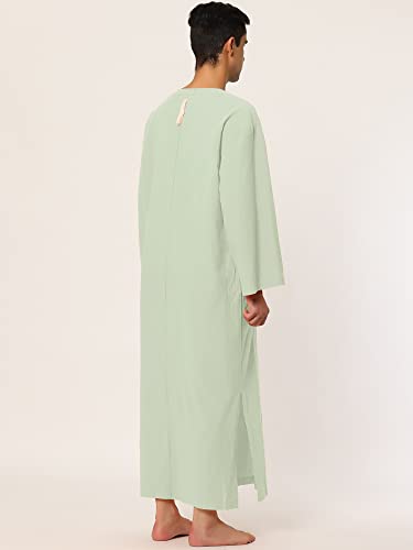 Lars Amadeus Men's Nightshirt Cotton Sleep Shirt V-Neck Side Split Long Gown with Pocket4