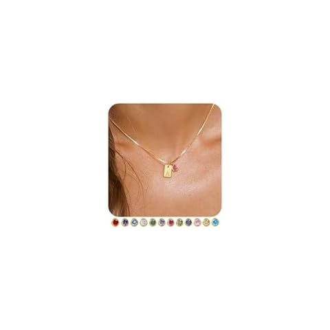 FUNEIA Initial Necklaces for Women Dainty Gold Birthstone Necklace for Women Trendy 14K Gold Plated Letter Necklace Non Tarnish Tiny Emerald Pendant a e s t k m j Necklace Gold Jewelry Birthday Gifts Cover