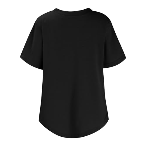 Girls Basic Short Sleeve Shirts Crewneck Solid Color Curve Hem Soft Tunic Tops T-Shirts Casual Lightweight Tee Tops2