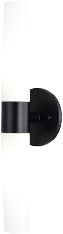 VAXCEL Elliot 2-Light 5.5 inch Wide Matte Black Contemporary Bathroom Vanity Lighting Fixture, Frosted Opal Glass Shade, Dimmable, LED Compatible, Over The Mirror or Side Mounted Steel Wall Sconce
