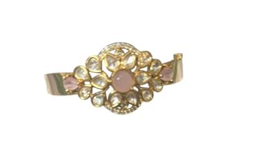 Image of A Gold-Coated Bracelet with Pink Stones