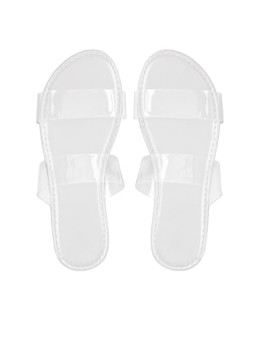 Image of GORGLITTER Women's Cute Flat Sandals Summer Beach Vacation Clear Open Toe Jelly Transparent Strappy Slide Sandals 2026