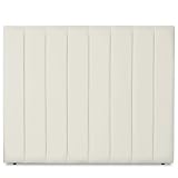Ventadecolchones - Cabecero Tapizado Acolchado de Dormitorio Franjas Verticales Largo en Polipiel Blanco Roto y Medida 106 x 125 cm para Camas de 90 ó 105